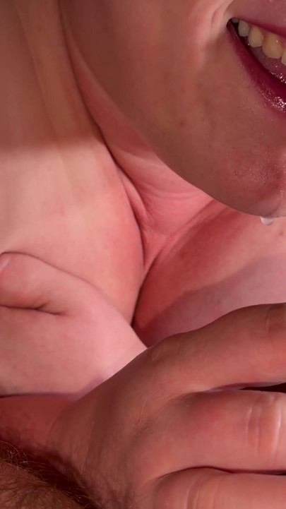 Foreskin Blowjob Cumshot on face by tongue and lips with Friend's beautiful hot wife. | Clip 1