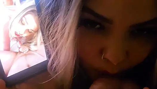 Watching me cuck him during SPH & light CBT! Flat pink pussy chastity for cuckie lol