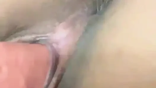 Submissive slut playing with huge dildo