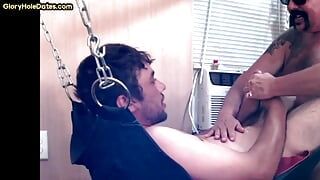 Gloryhole and fuck swing for vintage jock