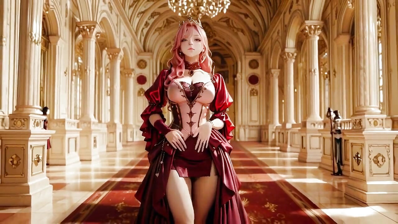 Blonde Queen in Red! From the Grand Palace to the White Sheets, a Pure Fantasy of Kneeling