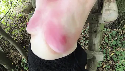 Red breasts with nipple braces