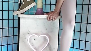 Punkd Princess fucks giant dildo balls deep in chucks and stockings