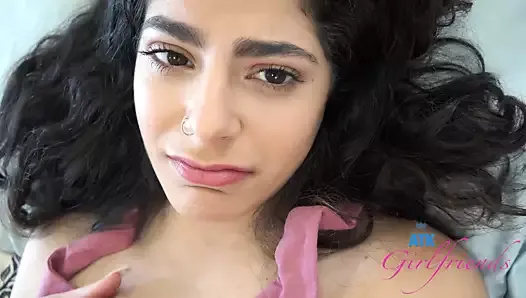 Hot Latina babe Angel Gostosa sucks some Asian cock and gives amazing footjob (POV)