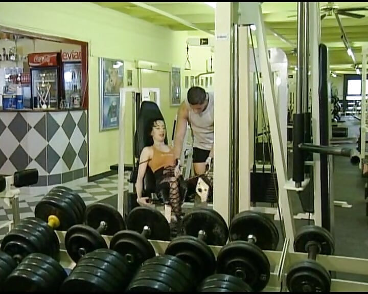 Gorgeous German babe fucked by several dudes in the gym