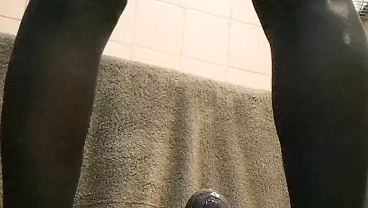 Stocking heels fuck my ass with a giant dildo