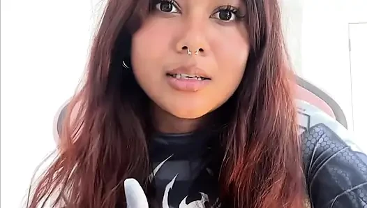 Small desi girl Mia Z masturbates and reacts to hentai