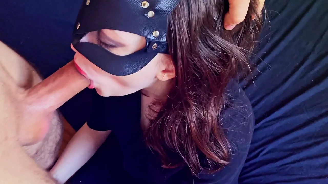 My stepbrother has such a big dick that he barely fit in my tight teen mouth, and he finished on her face