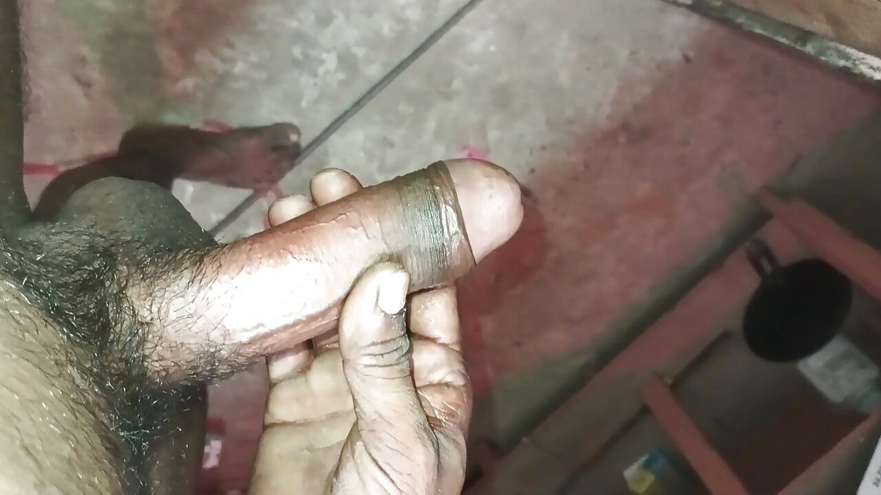 Indian boy playing handjob indoor