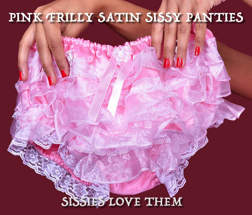 Sissy Pantyboy loves pink satin frilly panties