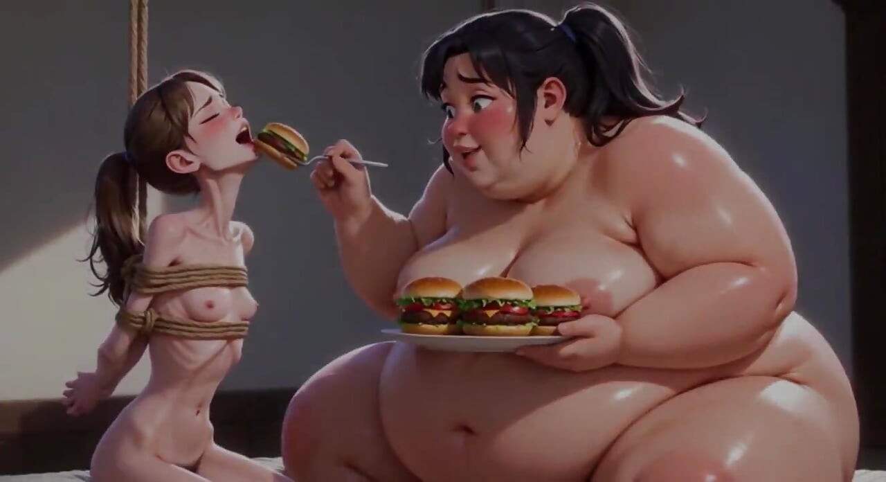 Weight Gain demütigung - fette frau stopft dünnen feedee