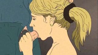 Pipe avec du sperme sur le visage et la bouche! dessin animé porno