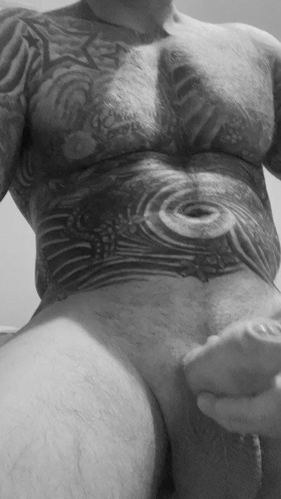 Wanking hard cock