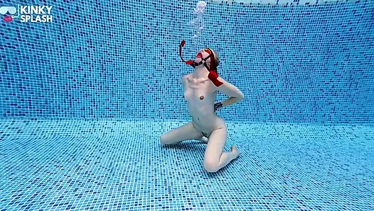 Underwater Submission Ball Gag & Blindfolded Prey