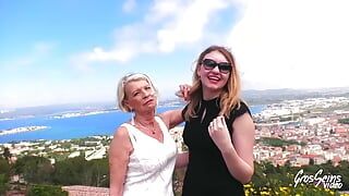 Eva, sexy oma, deelt een lul met jonge Lyna
