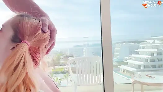 Rough Fucked in Doggystyle Redhead Girlfriend after Blowjob and Cum Inside