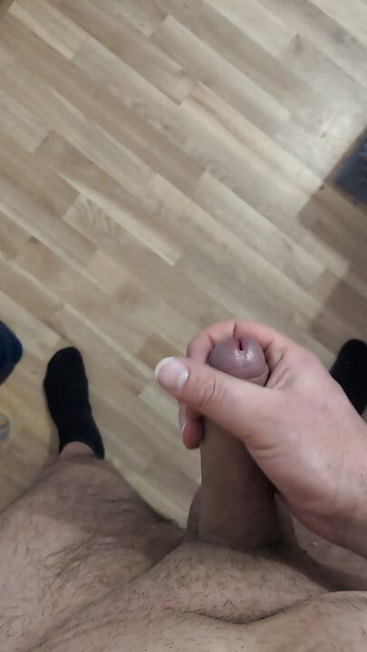Milking my cock standing up