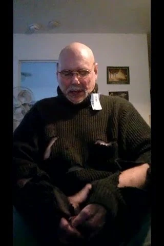Flashing Cock While Cutting A Brand New Turtleneck sweater