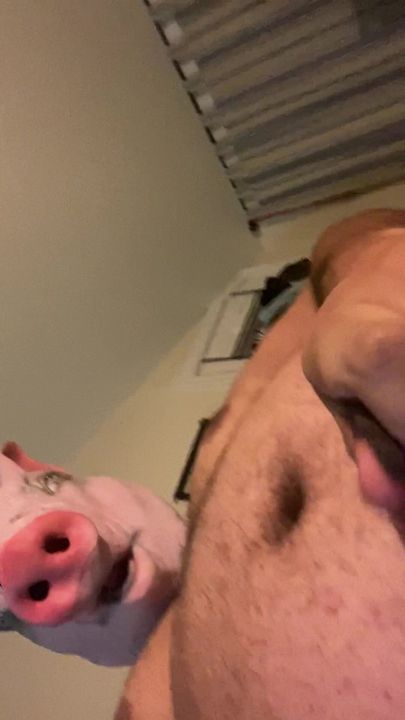 Jerking it in a pig mask