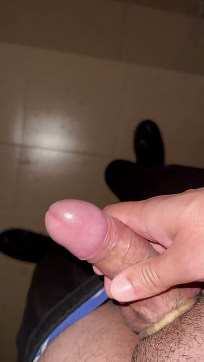 I do my handjob in the basement of the block with cock ring