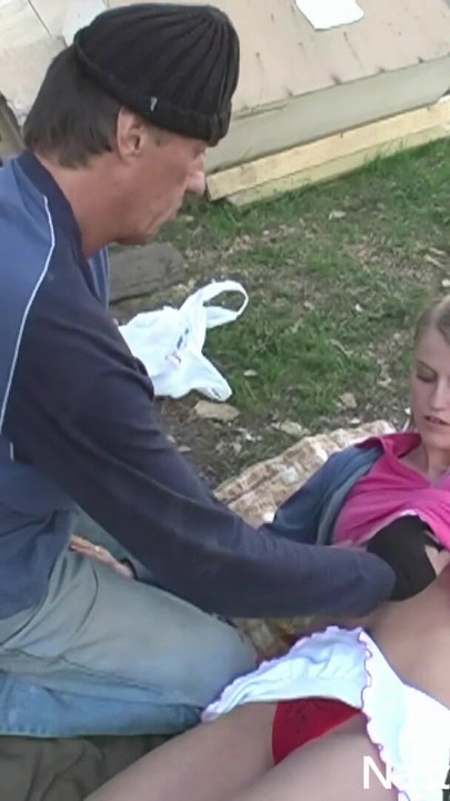 Must-see moment from "Old man fucks 18yo teenie outdoors"