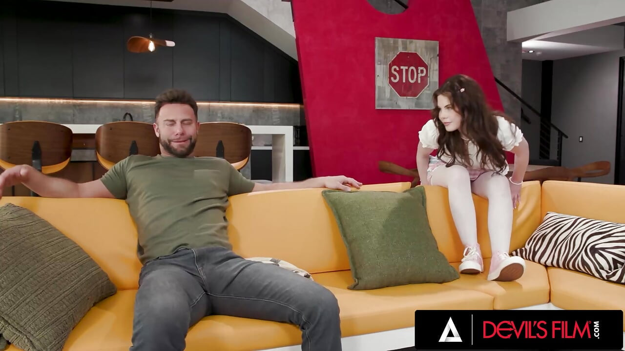 DEVILS FILM - Petite Teen Lola Valentine Squirts Everywhere While Fucking Her Stepdad's Friend