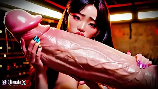 Asia - cewek korea semok - ngentot toket dan nyepong kontol pria antar ras - bokep animasi (suara asmr) (4k ai generated)