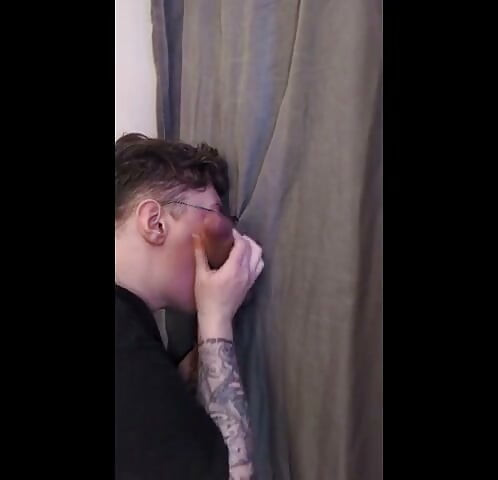 Deepthroating and facefucked at the gloryhole