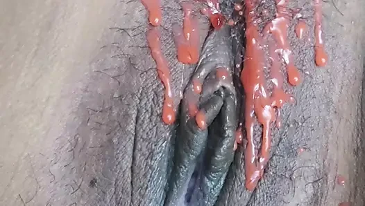 OMG. Putting candle wax on and finger until cum come out , With huge Squirt