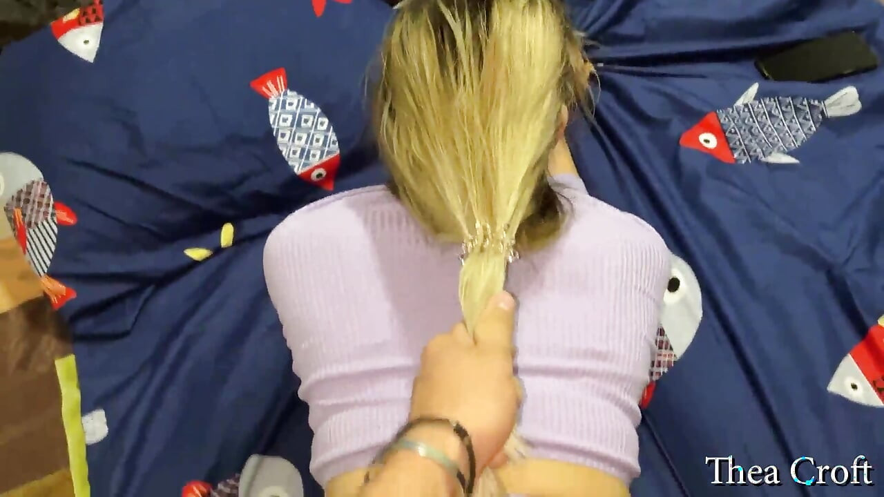 Blonde sucks a big and gets cum on her tongue and swallows