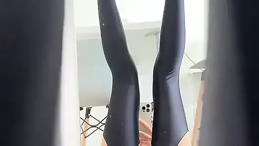 Masturbating in Black Stockings with Her New Anal Toy, Wanting a Big Cock Inserted Into Her