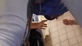 Sissy peeing i jeans and panties