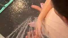 Hard cock shower solo