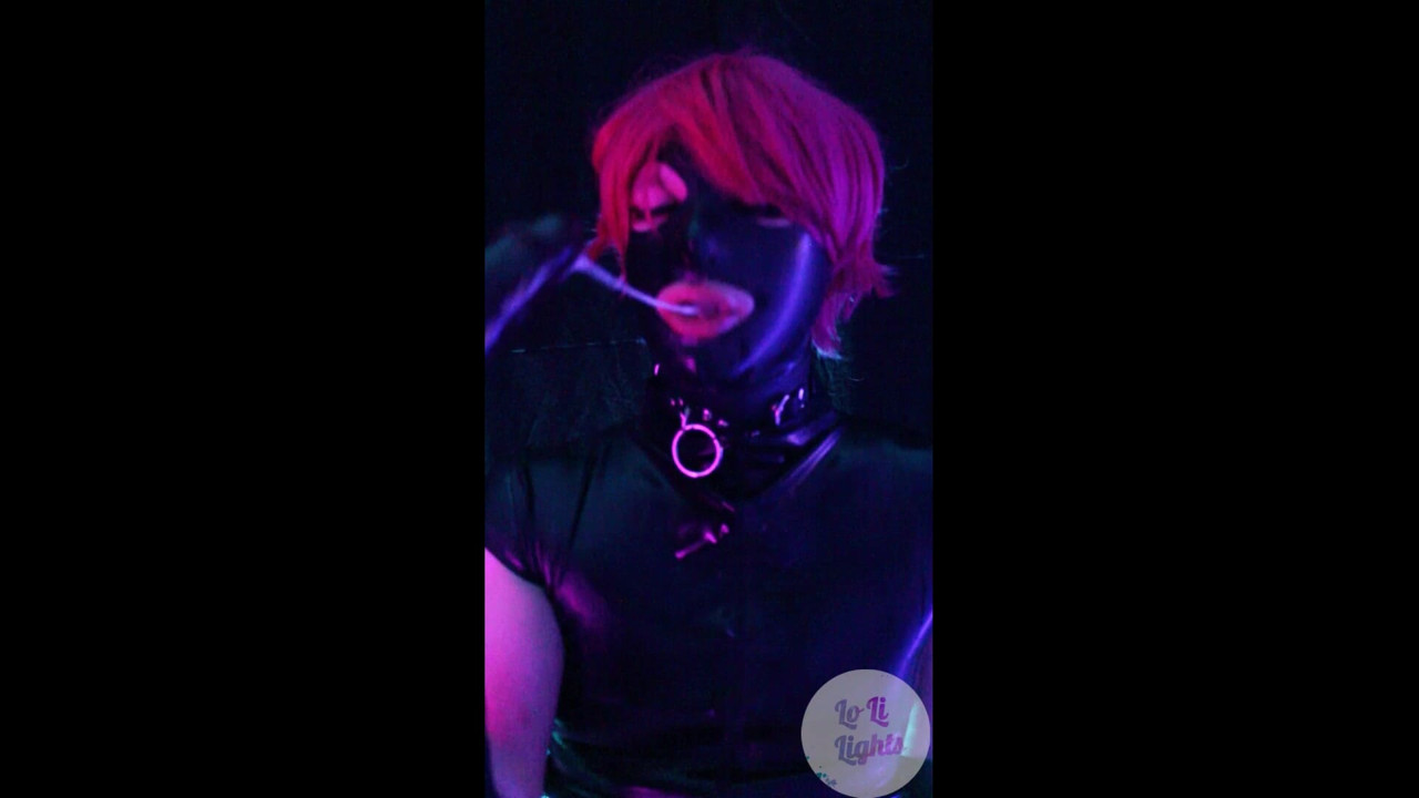 Black Latex Pink Hair Short 004