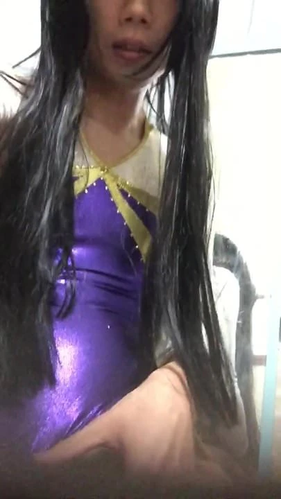 blue metallic leotard with jerking