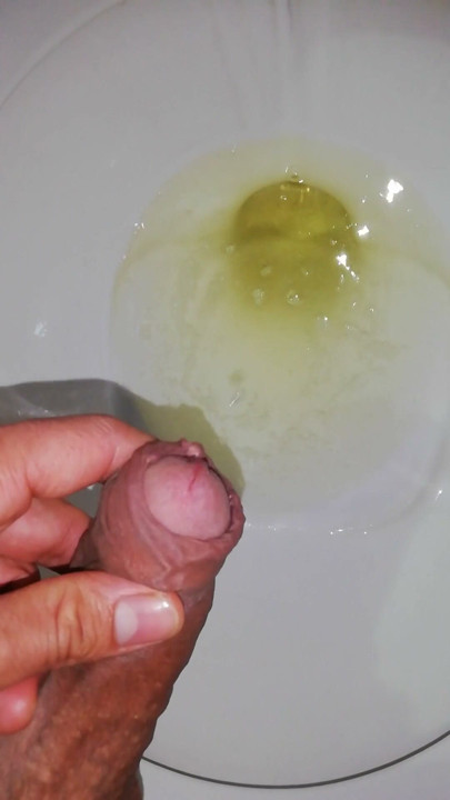 Desperate pissing in new pink underwear, big and venomous penis, close-up | Clip 1