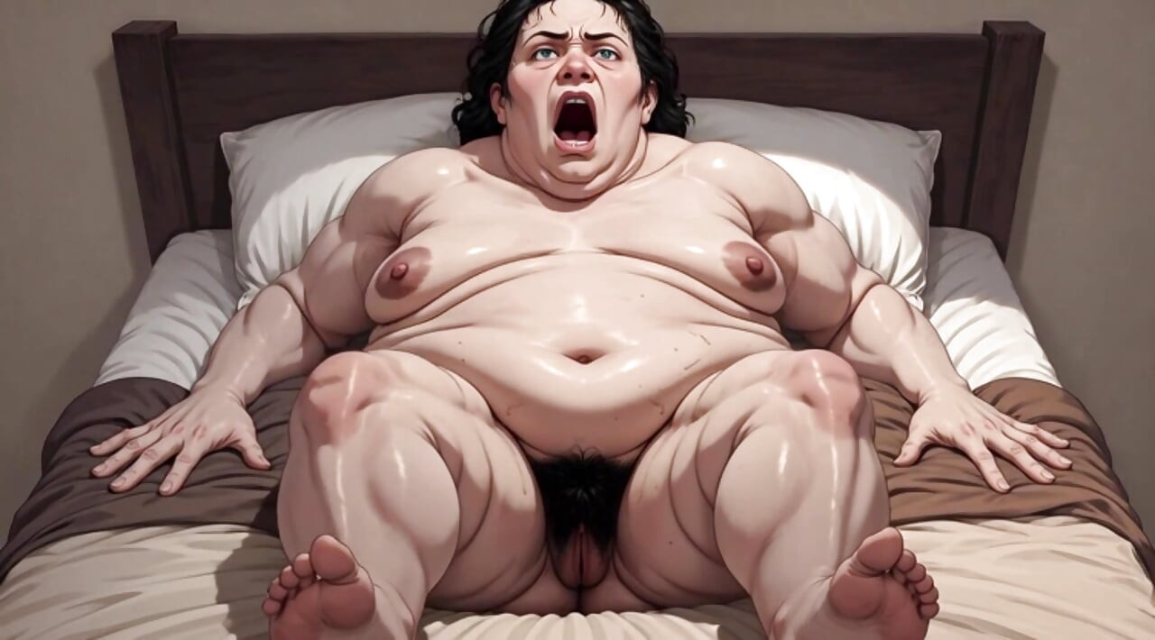 SSBBW very fat woman having an orgasm with her hairy, wet pussy.