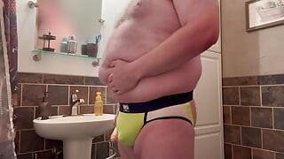 Jockstrap chub fucks himself with dildo!