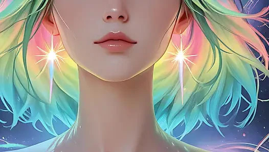 Slideshow slideshow si cantik neon kosmik dengan luminous eyes fantasy ai