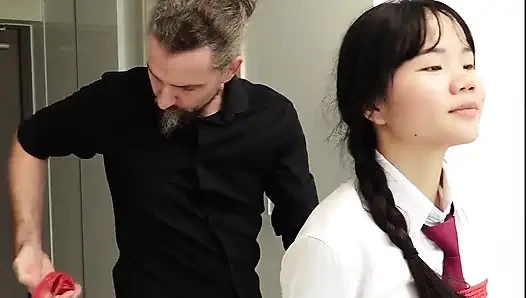 Asian Schoolgirl - Tied up and Suspended and Made to Orgasm