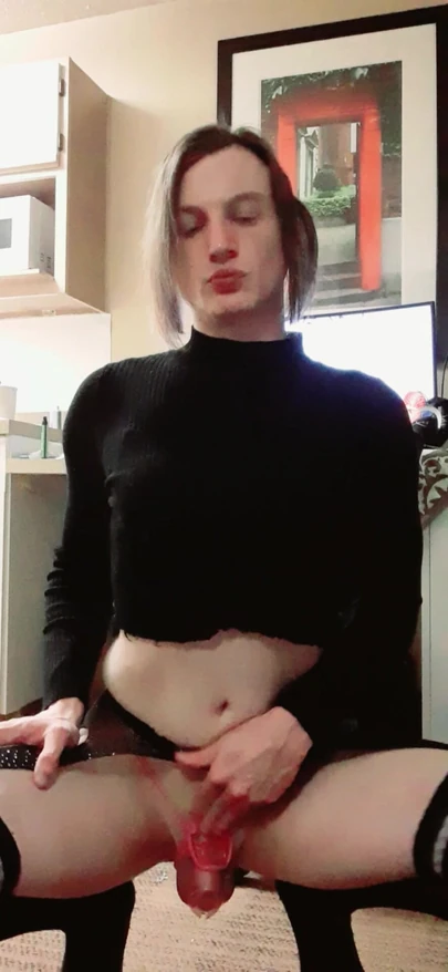 Horny Sissy getting ready for a man.