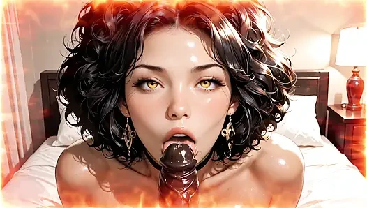 SEXY BRUNETTE SUCKING COCK RICH IN BED GENERATED BY AI