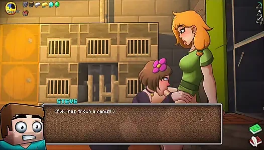 Jenny si cewek sange minecraft lagi asik nyepong kontol futanari alex sampai tenggorokan