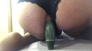 Rijd op grote komkommer.
