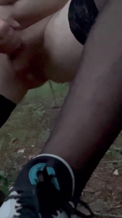 Iconic moment from "Teen boy show body in pantyhose in forest night masturbate"