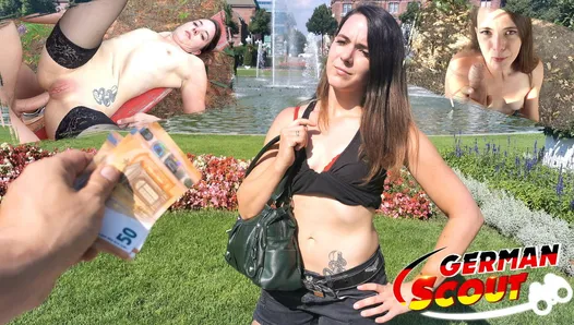 Batedora alemã - sexo anal em público por dinheiro com a minúscula Mina