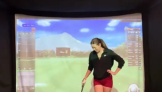 Trying to Golf in a Simulator with My Lush in! Trying Not to Cum While I Swing!