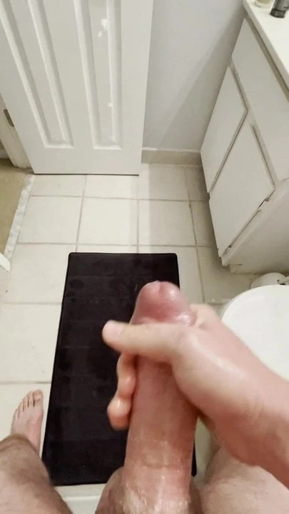 Spraying a load across the bathroom