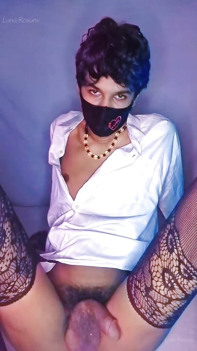 Cute Asian Femboy Showing Off Solo in Fishnets