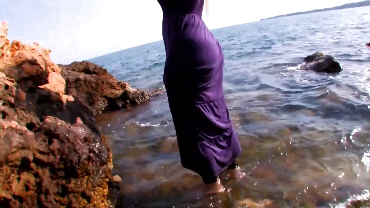 Naughty blonde with big tits and black stockings hard fucked on the beach